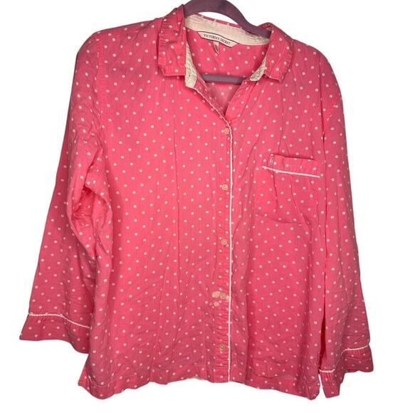 Victoria's Secret Other - Victoria's Secret Pink Polka Dot Cotton Pajamas Size Large Pants Lightweight